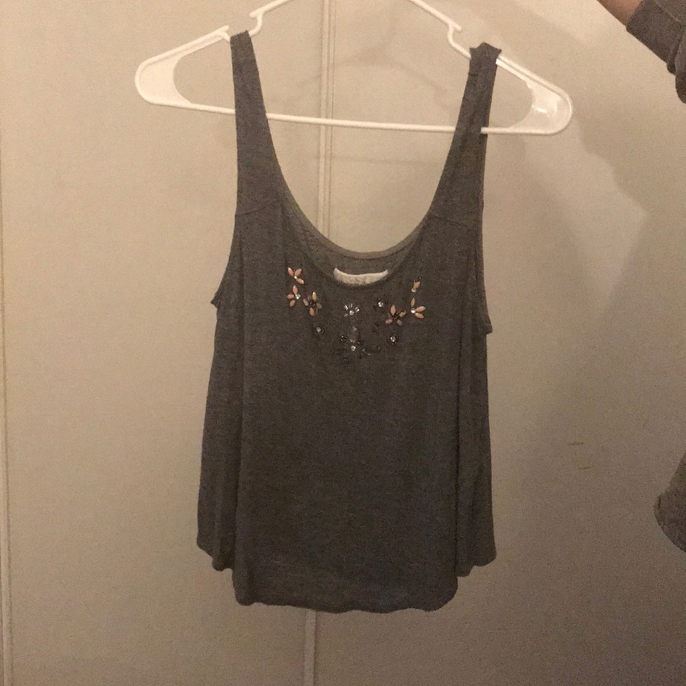 Grey Tank Top with beads